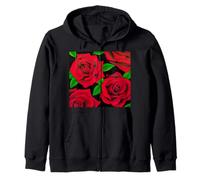 Roses Rouges Sauvages Motif Floral Audacieux Sweat à Capuche