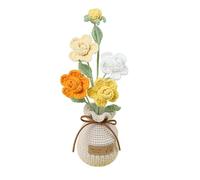 Roses tricotées - en Pot de Fleurs au Crochet, décoration de Bureau Faite à la Main | Décoration de pièce Mignonne, Affichage de Pot Artificiel, décoration de Petites, dis