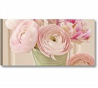 Roses Vintage 5 - Cadre moderne 90 x 45 cm Impression sur toile fleurs roses shabby chic Boho Pivoines tableaux modernes rustique provençal style romantique Country meubles chambre lit maison