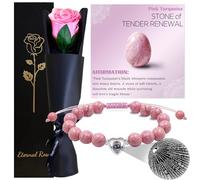 Roses Vraie avec Tige,Rose Conservée Éternelles,Boîte Fleurs Préservée Bouquets pour Fête des Mères Saint-valentin Noël Action Grâce Mère Grand-mère Anniversaire Épouse Fiancée Mariage Cadeau(Rose)