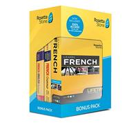 Rosetta Stone Learn French Bonus Pack Bundle| Lifetime Online Access + Grammar Guide + Dictionary Book Set| PC/Mac Keycard