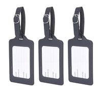 RosewineC Lot de 3 étiquettes de bagage, valises avec nom, adresse, e-mail, numéro de téléphone, plaque nominative en cuir pour voyage d'affaires, cadeau de voyage (gris foncé)
