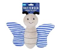 Rosewood Battersea Jouet pour Chien en Forme de Papillon froissé - Peluche Douce pour se blottir et Jouer - Rayures Bleues - 8 x 18 cm