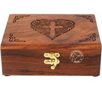 Rosewood Boîte à bijoux en bois faite à la main - Organisateur de souvenirs gravé en forme de cœur celtique | Urne en bois sculpté à la main pour homme et femme | Boîte cadeau décorative à bijoux