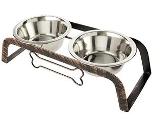 Rosewood Bol en métal surélevé pour chiens de taille moyenne avec un support surélevé robuste et deux bols à eau et à nourriture en acier inoxydable, grand
