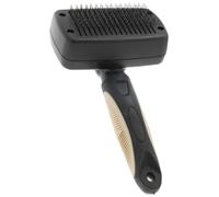Rosewood Brosse Slicker Autonettoyante pour Chiens - Taille S - Brosse pour Poils Mi-longs à Longs - Noir - Retrait Facile des Poils par Bouton-Poussoir