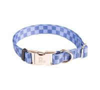 Rosewood Collier pour Chien à Motif Damier Bleu - Collier réglable pour Chiens de Petite, Moyenne et Grande Taille - Collier élégant et Durable avec matériel en métal - 45,7 à 71,1 cm