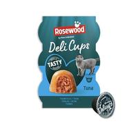 Rosewood Deli Cups Thon - Friandise Tendre pour Chat au Thon, ingrédients naturels, acides Gras oméga-3 et oméga-6, sans sel ni Sucre ajouté, sans additifs artificiels, 6 x 22 g