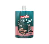 Rosewood Deli Delight Saumon - Purée onctueuse pour Chat au Saumon, adaptée comme Garniture ou pour Donner Un médicament, Riche en Eau, sans sel ni Sucre ajouté, sans additifs artificiels, 80 g