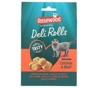 Rosewood Deli Rolls Friandises pour Chat au Poulet et au bœuf - Rouleaux de collation Souples sans sel ni Sucre ajoutés - sans céréales - 40 g