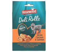 Rosewood Deli Rolls Soft Friandises pour Chat au Poulet et au Saumon - sans céréales - sans Sucre ajouté - Rouleaux de collation Souples - 40 g