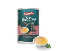 Rosewood Deli Soup Saumon - Friandise savoureuse au Bouillon pour Chat avec Morceaux de Saumon Tendre, ingrédients naturels, sans sel ni Sucre ajouté, sans additifs artificiels, 135 ML