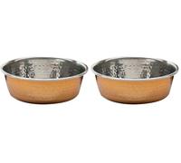 Rosewood Gamelle Moderne Antidérapante INOX avec Couche Cuivre pour Nourriture/Boisson pour Chien/Animal Grande 1,9 L (Lot de 2)