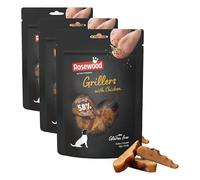 Rosewood Grillers Poulet - Friandise pour Chien avec 58% de Poulet, ingrédients naturels, Riche en protéines, sans Gluten, sans additifs artificiels, Snack de récompense, 100 g (Lot de 3)