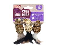 Rosewood Jolly Moggy - Lot de 3 Souris avec Herbe à Chat Naturelle - Jouets Interactifs pour Chats et Chatons - Chasse, Jeu Intérieur et Exercice
