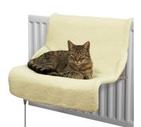 Rosewood Jolly Moggy Luxe lit pour Chat 2 en 1 - hamac pour radiateur ou lit au Sol - Housse en Peluche Amovible - Cadre métallique Stable - 46 x 32 x 42 cm - crème/Brun