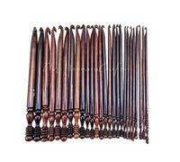Rosewood - Lot de 15 crochets en bois (3,5 mm à 25 mm) | Aiguilles en bois faites à la main | Tailles gravées | Prise en main lisse pour le tricot, le crochet, le fil et la laine | Parfait pour les
