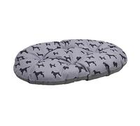 Rosewood Matelas Ovale pour Chien Toutes Saisons - Taille S - 55 cm - Réversible - Imprimé Chien et Effet Lin Gris - Confortable et Lavable - Design Double Face pour Une Utilisation Toute l'année