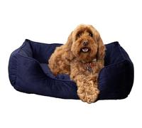 Rosewood Panier Chien Velours 46 x 36 x 15 cm Panier Bleu Foncé pour Petits Chiens avec Rembourrage Doux Bords Rehaussés et Entrée Basse