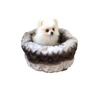 Rosewood Panier Rond en Peluche 40 cm pour Petits Chiens et Chats avec Doublure Douce Bords Rehaussés et Base Antidérapante Gris Creme