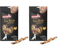 Rosewood Trio Sticks Poulet Petit - Bâtonnets à mâcher fermes pour Petit Chien, Poulet et Peau de bœuf, favorisent Les Soins dentaires, sans céréales ni Gluten, sans additifs artificiels, 100 g