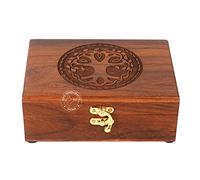 Rosewood Urne en bois faite à la main avec gravure arbre de vie sculptée à la main pour femmes et hommes | Décoration d'intérieur | Boîtes décoratives | Rangement et organisateur (17,8 x 14 x 8,9 cm