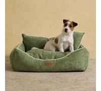 Rosewood X Joules Canapé Snuggler pour Chiens - Lit de Luxe en Chenille avec côtés surélevés, Housse Lavable et Coussin Assorti - Canapé-lit Vert élégant pour Chiens de Petite et Moyenne Taille