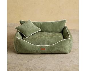 Rosewood X Joules Canapé Snuggler pour Chiens - Lit de Luxe en Chenille avec côtés surélevés, Housse Lavable et Coussin Assorti - Canapé-lit Vert élégant pour Chiens de Petite et Moyenne Taille