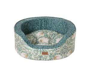 Rosewood x Morris & Co. Pimpernel & Lily Leaf Panier Ovale pour Chien - Lit réversible de Luxe pour Animal Domestique avec imprimé Floral emblématique William Morris, Coussin Doux Lavable, côtés