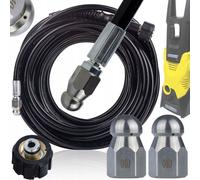 Rosfix 20 m tuyau de nettoyage de tuyaux avec filetage M22 + 2 buses de rechange | Pour Kärcher K2-K7 | Buse interchangeable 1/4 pouce | Jusqu'à 200 bar