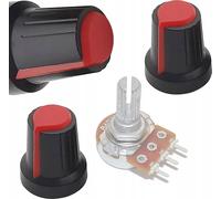 Rosfix 2x bouton de potentiomètre, axe 6mm Rouge 15x17mm