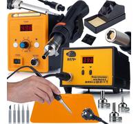 Rosfix 937D+ & 858D+ Station de soudage set 2en1 avec HOT AIR, tapis ESD, 5x 900M pannes - Kit de soudage professionnel pour l'électronique