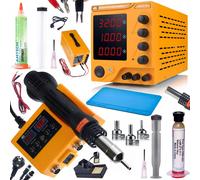 Rosfix AmpRush RARES-3210 Alimentation de laboratoire 32 V 10 A + station de soudage 2 en 1 Hot-Air OH660 - série Electric S + flux RMA-223 + NC-559-ASM