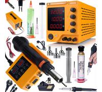 Rosfix AmpRush RARES-3210 Alimentation de laboratoire 32 V 10 A + station de soudage 2 en 1 Hot-Air Orange Husky OH660 - série Electric S + flux RMA-223 + NC-559-AS