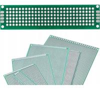 Rosfix carte prototype double face 20 × 80 mm | Carte perforée universelle THT | Vert | trame de 2,54 mm