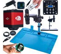 Rosfix Earth PRO Kit microscope 7-45x + Draco RED PRO caméra 2MP HDMI/VGA | Tapis en silicone 480x320 mm | Kit professionnel de laboratoire pour l'électronique et l'analyse