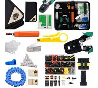 Rosfix Ensemble d'outils réseau en mallette (testeur de câbles RJ45/RJ11, sertisseuse et accessoires)