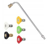 Rosfix Kit de buses de pulvérisation + lance 1/4" 34 cm - 5 buses (0 ° - 60 °) avec raccord rapide | 250 bar, 60 °C | Courbé à 90° | Accessoires pour nettoyeur haute pression Rosfix, Lavor, Parkside