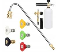 Rosfix Kit de buses + lance + pulvérisateur à mousse - 5 buses de pulvérisation 0 - 60 °, raccord rapide 1/4" | 250 bar, 60 °C | pour nettoyeur haute pression Rosfix, Lavor, Parkside | Accessoires de