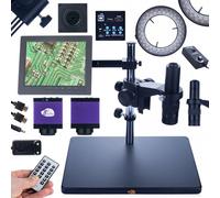 Rosfix Kit Earth Pro MCEP-0.5X Microscope numérique avec zoom 7-45x, 56 x LED annulaire et caméra Tucana | Monture C | Pour électronique, biologie, industrie | Stéréo microscopie