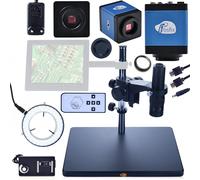 Rosfix Kit Earth Pro MCEP-0.5X Microscope numérique avec zoom 7-45x, anneau lumineux 56 x LED et caméra Draco Blue Pro, monture C, pour électronique, biologie, industrie, système de microscopie