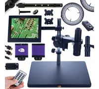 Rosfix Kit Earth Pro MCEP-0.5X - Microscope stéréo numérique avec écran 8" - Éclairage 56 x LED - Caméra à monture C Tucana - Zoom 7-45x - Pour laboratoire, industrie, électronique, bijoux