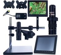 Rosfix Kit Earth Pro MCEP-0.5X-PZRR Microscope numérique avec écran de 8" et support | Zoom 7-45x, monture C, objectif 360° | Pour électronique, laboratoire, industrie | Microscopie stéréo