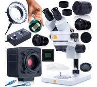 Rosfix Kit Mercury Pro MSMP-T-PS1 - Microscope stéréo trinoculaire avec caméra USB HDMI Crux PRO 5MP et éclairage LED 56x - Zoom 270x - Monture C - Laboratoire et industrie