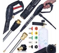 Rosfix Kit Pro Clean Gun PCG1 - Pistolet haute pression M22 x 1,5 + lance + 1 canon à mousse 1 l + 5 buses | 4000 PSI | Raccord rapide 1/4" | Accessoires pour nettoyeur haute pression
