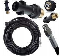 Rosfix Kit tuyau de nettoyage de canalisations 40 m + adaptateur - Filetage intérieur M22 sur baïonnette | 200 bar, 60 °C | Pièce de rechange pour nettoyeur haute pression Kärcher K2-K7, HD, HDS |
