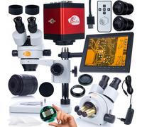 Rosfix Mercury PRO Kit microscope 7-45x | Draco RED PRO Caméra 2MP HDMI/VGA | Écran 8" + support | Monture C | Série Planets PRO
