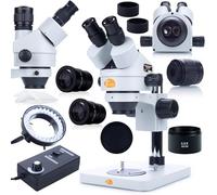 Rosfix Mercury Pro MSMP-T-PS1 - Microscope stéréo trinoculaire | Zoom 7x 45x | Anneau lumineux LED 56x | Lentille de Barlow 0,5X | Optique précise