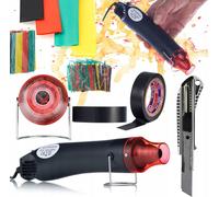 Rosfix Mini Pistolet à air chaud 300W Set | Gaine thermorétractable 328 pcs | Ruban isolant 10m | Couteau de précision | Electricien & Hobby