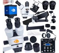 Rosfix Neptune Pro Stéréomicroscope trinoculaire avec potence + Draco Blue PRO Caméra HDMI 2MP | Laboratoire & Industrie | Zoom 7x-45x